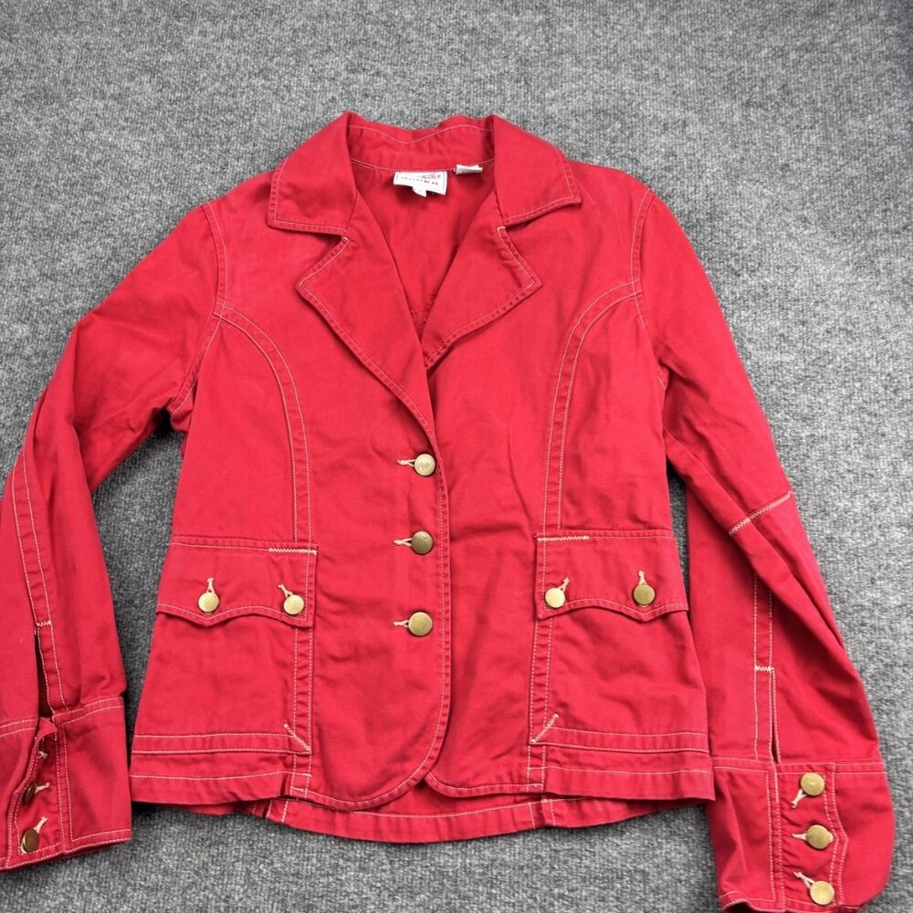 Roper Jacket Womens Medium Red Cotton Western Blazer Button Front Pockets